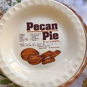 Pecan Pie Ceramic Pie Plate - Cream with Brown Graphics